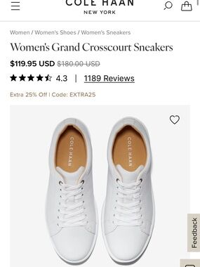 Cole Haan White Women's Grand Crosscourt Sneakers